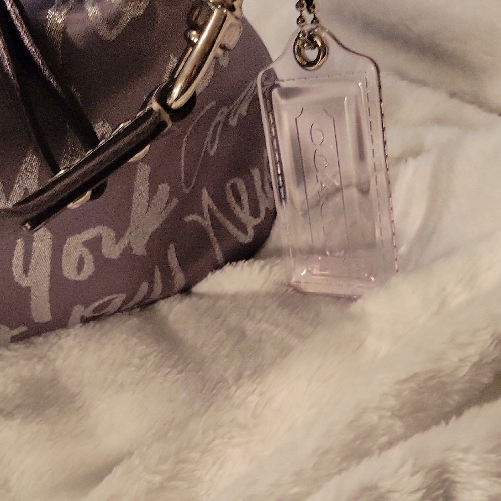 Coach Silver Limited Edition Shoulder Bag w/Elegant Script Pattern, Hangtag - Picture 8 of 15